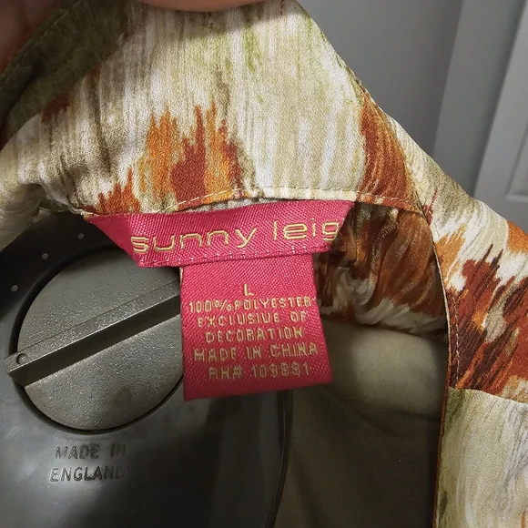 Sunny Leigh Floral Multicolor Sleeveless Dress Sheer Sz Large - Picture 4 of 10